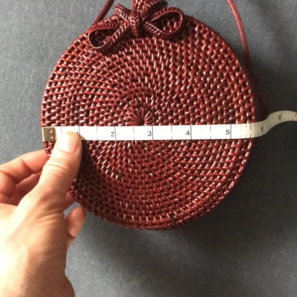 Brand new! Gorgeous handmade burgundy mini basket bag CUTE BOHO FABULOUSNESS 🌞 - Picture 5 of 5